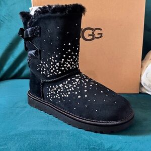 UGG Black Winter Boots with Crystal Embellishments